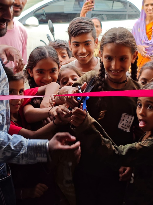 Children at the opening of a Jan Sahas Social Development Society Anganwadi centre